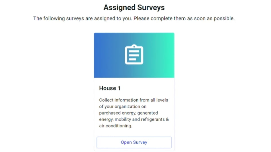 First step in the survey module